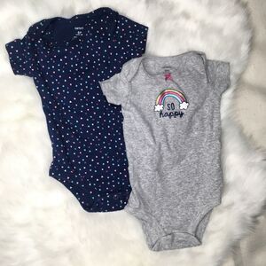 6M Happy Rainbow Heart Short Sleeve Onesie Set